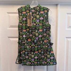 Nooworks Black Floral Tunic with Green, Pink & Yellow Motifs